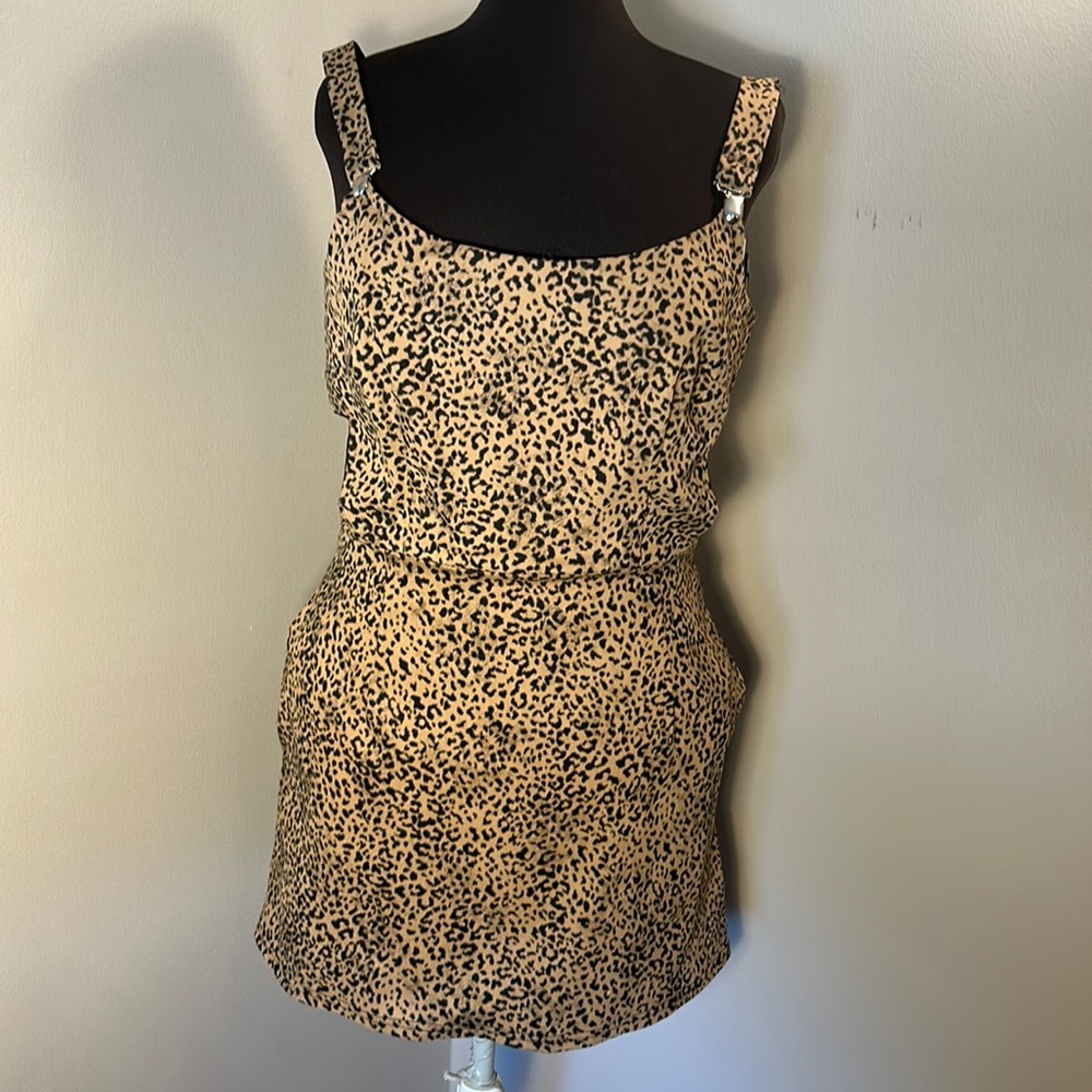 ANTI.LABEL Leopard Print Pinafore Dress with Cutouts